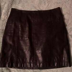 Free People black leather mini Skirt size 0